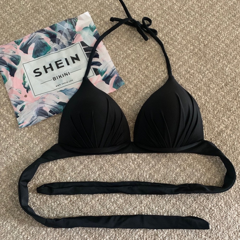 Shein Black Tie Bikini Top